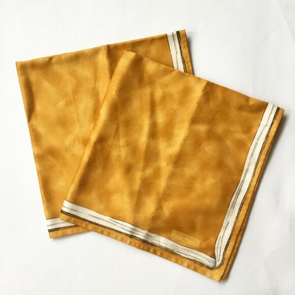 Pierre Frey Golden Satin Lime Wash Cream Ribbon Cotton Napkins Paris Set of 2 - Picture 1 of 11